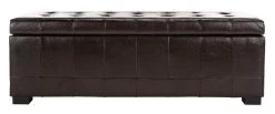 Large Manhattan Storage Bench In Brown/Black - Safavieh HUD4200A -Safavieh Homeware 187 hud4200a front
