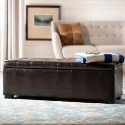 Large Manhattan Storage Bench In Brown/Black - Safavieh HUD4200A -Safavieh Homeware 187 hud4200a room