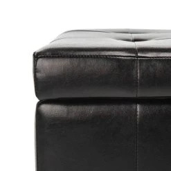 Large Manhattan Storage Bench In Black - Safavieh HUD4200B -Safavieh Homeware 187 hud4200b detail