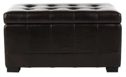 Small Manhattan Storage Bench In Brown/Black - Safavieh HUD4201A -Safavieh Homeware 187 hud4201a front