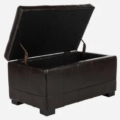 Small Manhattan Storage Bench In Brown/Black - Safavieh HUD4201A -Safavieh Homeware 187 hud4201a side