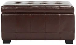 Small Manhattan Storage Bench In Cordovan/Black - Safavieh HUD4201E -Safavieh Homeware 187 hud4201e front