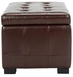 Small Manhattan Storage Bench In Cordovan/Black - Safavieh HUD4201E -Safavieh Homeware 187 hud4201e side
