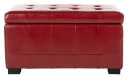 Small Manhattan Storage Bench In Red/Black - Safavieh HUD4201R -Safavieh Homeware 187 hud4201r front