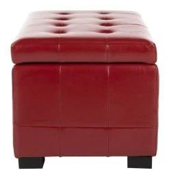Small Manhattan Storage Bench In Red/Black - Safavieh HUD4201R -Safavieh Homeware 187 hud4201r side2