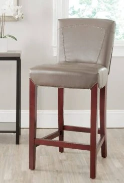 Ken Bar Stool In Clay/Cherry Mahogany - Safavieh HUD8203B