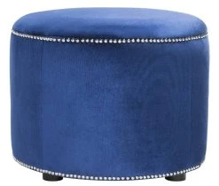 Hogan Ottoman In Royal Blue/Black - Safavieh HUD8208F -Safavieh Homeware 187 hud8208f front