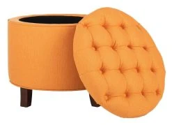 Amelia Tufted Storage Ottoman In Tangerine/Cherry Mahogany - Safavieh HUD8220D -Safavieh Homeware 187 hud8220d side