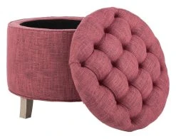 Amelia Tufted Storage Ottoman In Rose/Distressed Grey - Safavieh HUD8220E -Safavieh Homeware 187 hud8220e side