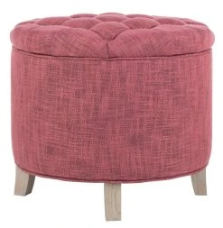 Amelia Tufted Storage Ottoman In Rose/Distressed Grey - Safavieh HUD8220E -Safavieh Homeware 187 hud8220e side2
