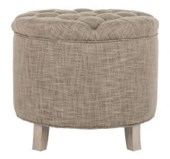 Amelia Tufted Storage Ottoman In Stone/Distressed Grey - Safavieh HUD8220F -Safavieh Homeware 187 hud8220f front