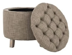 Amelia Tufted Storage Ottoman In Stone/Distressed Grey - Safavieh HUD8220F -Safavieh Homeware 187 hud8220f side