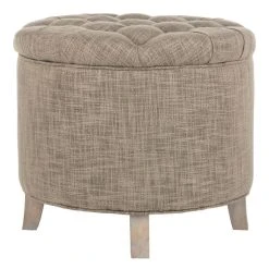 Amelia Tufted Storage Ottoman In Stone/Distressed Grey - Safavieh HUD8220F -Safavieh Homeware 187 hud8220f side2