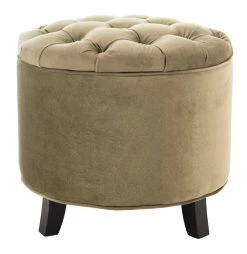Amelia Tufted Storage Ottoman In Spruce/Espresso - Safavieh HUD8220H -Safavieh Homeware 187 hud8220h front