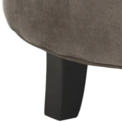 Amelia Tufted Storage Ottoman In Mushroom Taupe/Espresso - Safavieh HUD8220J -Safavieh Homeware 187 hud8220j leg
