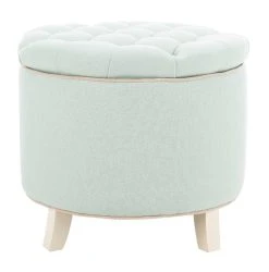 Amelia Tufted Storage Ottoman In Robins Egg Blue/Ivory - Safavieh HUD8220L -Safavieh Homeware 187 hud8220l front