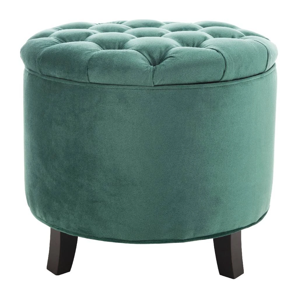 Amelia Tufted Storage Ottoman In Marine/Espresso - Safavieh HUD8220M 5 Amelia Tufted Storage Ottoman In Marine/Espresso - Safavieh HUD8220M - Image 3