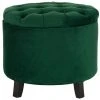Amelia Tufted Storage Ottoman In Emerald/Espresso - Safavieh HUD8220P -Safavieh Homeware 187 hud8220p