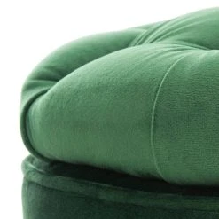 Amelia Tufted Storage Ottoman In Emerald/Espresso - Safavieh HUD8220P 10 Amelia Tufted Storage Ottoman In Emerald/Espresso - Safavieh HUD8220P -Safavieh Homeware 187 hud8220p detail