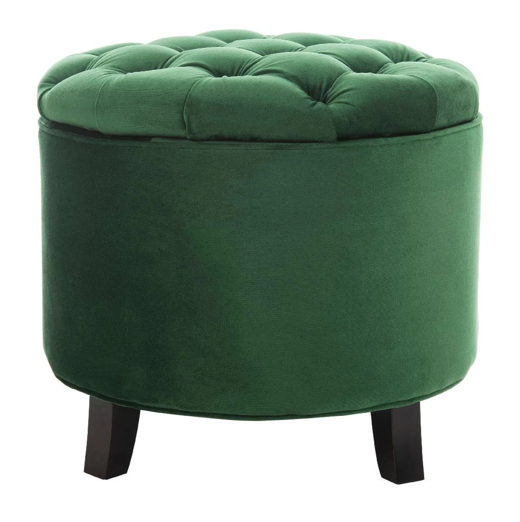 Amelia Tufted Storage Ottoman In Emerald/Espresso - Safavieh HUD8220P 6 Amelia Tufted Storage Ottoman In Emerald/Espresso - Safavieh HUD8220P - Image 4