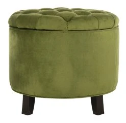 Amelia Tufted Storage Ottoman In Fern/Espresso - Safavieh HUD8220R -Safavieh Homeware 187 hud8220r front