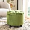 Amelia Tufted Storage Ottoman In Fern/Espresso - Safavieh HUD8220R -Safavieh Homeware 187 hud8220r room