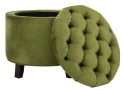 Amelia Tufted Storage Ottoman In Fern/Espresso - Safavieh HUD8220R -Safavieh Homeware 187 hud8220r side