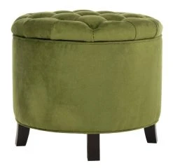 Amelia Tufted Storage Ottoman In Fern/Espresso - Safavieh HUD8220R -Safavieh Homeware 187 hud8220r side2