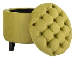 Amelia Tufted Storage Ottoman In Asparagus/Espresso - Safavieh HUD8220S -Safavieh Homeware 187 hud8220s side