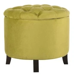 Amelia Tufted Storage Ottoman In Asparagus/Espresso - Safavieh HUD8220S -Safavieh Homeware 187 hud8220s side2