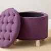 Amelia Tufted Storage Ottoman In Plum/Pickled Oak - Safavieh HUD8220T -Safavieh Homeware 187 hud8220t room