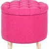 Amelia Tufted Storage Ottoman In Berry/Pickled Oak - Safavieh HUD8220U -Safavieh Homeware 187 hud8220u