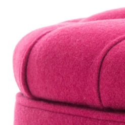 Amelia Tufted Storage Ottoman In Berry/Pickled Oak - Safavieh HUD8220U -Safavieh Homeware 187 hud8220u detail