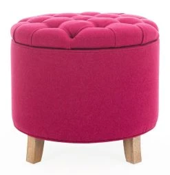 Amelia Tufted Storage Ottoman In Berry/Pickled Oak - Safavieh HUD8220U -Safavieh Homeware 187 hud8220u front
