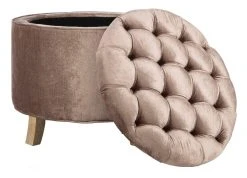 Amelia Tufted Storage Ottoman In Mink Brown/Pickled Oak - Safavieh HUD8220V -Safavieh Homeware 187 hud8220v side