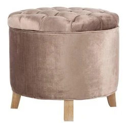 Amelia Tufted Storage Ottoman In Mink Brown/Pickled Oak - Safavieh HUD8220V -Safavieh Homeware 187 hud8220v side2