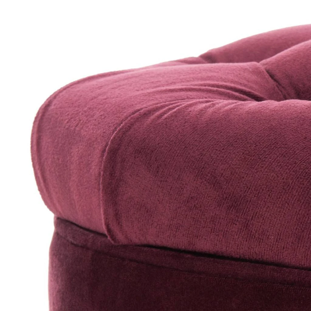 Amelia Tufted Storage Ottoman In Bordeaux/Pickled Oak - Safavieh HUD8220X 4 Amelia Tufted Storage Ottoman In Bordeaux/Pickled Oak - Safavieh HUD8220X - Image 2
