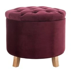 Amelia Tufted Storage Ottoman In Bordeaux/Pickled Oak - Safavieh HUD8220X 9 Amelia Tufted Storage Ottoman In Bordeaux/Pickled Oak - Safavieh HUD8220X -Safavieh Homeware 187 hud8220x front