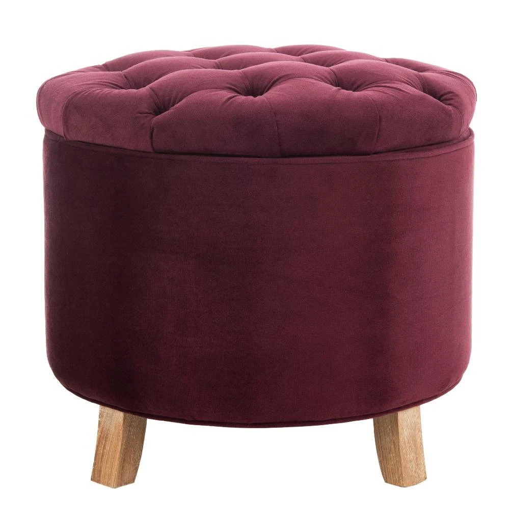 Amelia Tufted Storage Ottoman In Bordeaux/Pickled Oak - Safavieh HUD8220X 5 Amelia Tufted Storage Ottoman In Bordeaux/Pickled Oak - Safavieh HUD8220X - Image 3