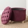 Amelia Tufted Storage Ottoman In Bordeaux/Pickled Oak - Safavieh HUD8220X