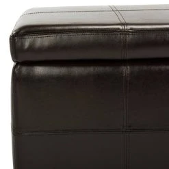 Madison Storage Bench Large In Brown/Black - Safavieh HUD8226A -Safavieh Homeware 187 hud8226a detail