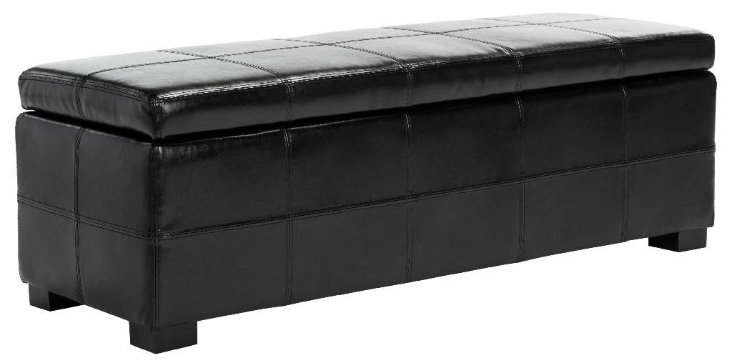 Madison Storage Bench Large In Black/Black - Safavieh HUD8226B 7 Madison Storage Bench Large In Black/Black - Safavieh HUD8226B - Image 5