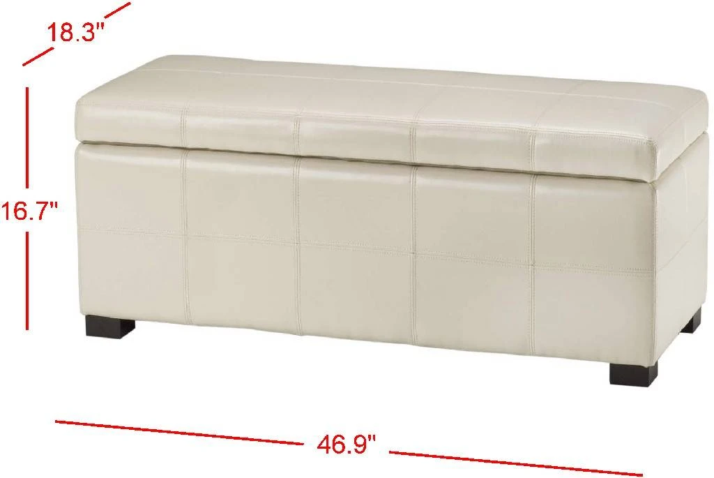 Madison Storage Bench Large In Flat Cream/Black - Safavieh HUD8226K 4 Madison Storage Bench Large In Flat Cream/Black - Safavieh HUD8226K - Image 2