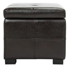 Madison Storage Bench Small In Brown/Black - Safavieh HUD8227A -Safavieh Homeware 187 hud8227a side2
