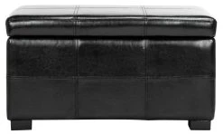 Madison Storage Bench Small In Black/Black - Safavieh HUD8227B -Safavieh Homeware 187 hud8227b front