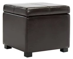 Madison Square Ottoman In Brown/Black - Safavieh HUD8228A -Safavieh Homeware 187 hud8228a side
