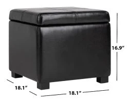 Madison Square Ottoman In Black/Black - Safavieh HUD8228B -Safavieh Homeware 187 hud8228b dim