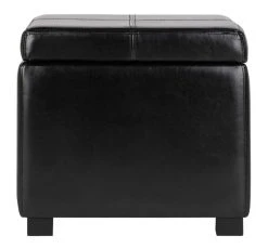 Madison Square Ottoman In Black/Black - Safavieh HUD8228B -Safavieh Homeware 187 hud8228b front