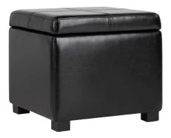 Madison Square Ottoman In Black/Black - Safavieh HUD8228B -Safavieh Homeware 187 hud8228b side
