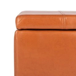 Madison Square Ottoman In Saddle/Black - Safavieh HUD8228C -Safavieh Homeware 187 hud8228c detail